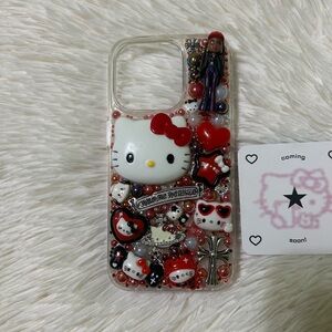 Handmade iPhone 15 Pro Junk Case Hello Kitty Sanrio Bratz Kawaii Goth Y2K